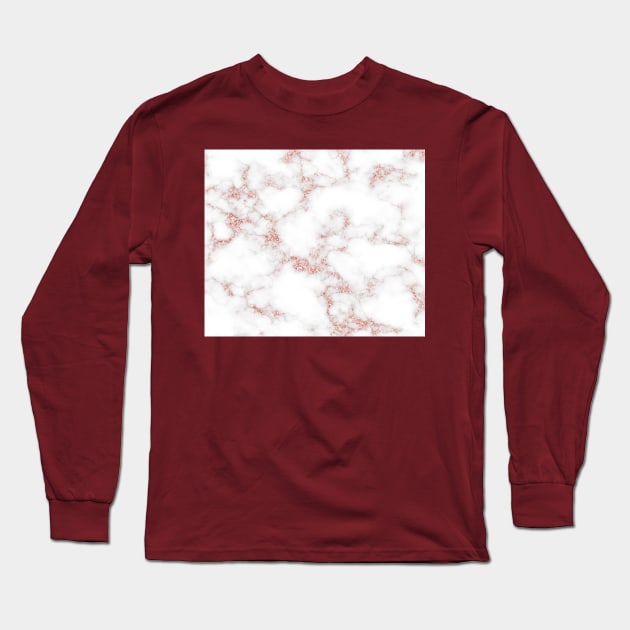 Rose Gold Glitter Marble Long Sleeve T-Shirt by DragonTees